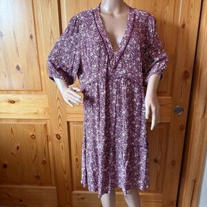 Knox Rose XXL Floral Rayon Dress Boho Cottage Prairie Ruffled Tiered
